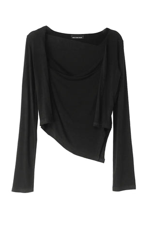 Skin Nudi Drape Unbalanced Sleeveless Cardigan Set