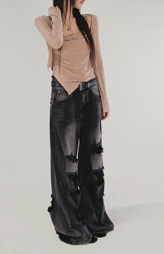 Skin Nudi Drape Unbalanced Sleeveless Cardigan Set