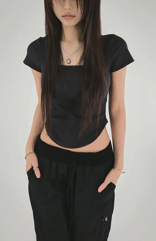 Ringdy Low Shirring Semi-Bootcut Banding Cargo Pants