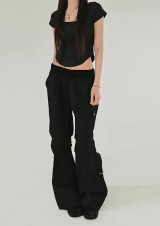 Ringdy Low Shirring Semi-Bootcut Banding Cargo Pants