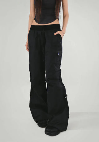 Ringdy Low Shirring Semi-Bootcut Banding Cargo Pants