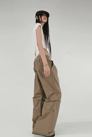 Ringdy Low Shirring Semi-Bootcut Banding Cargo Pants