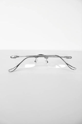 SILVER SQUARE RIMLESS CLEAR GLASSES