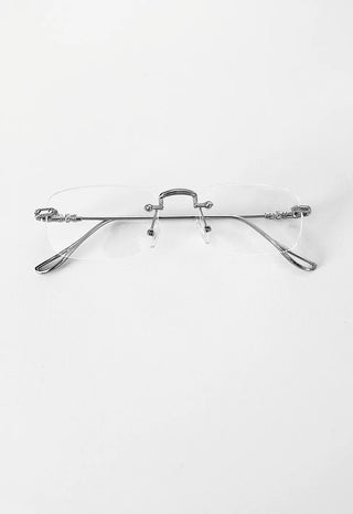 SILVER SQUARE RIMLESS CLEAR GLASSES