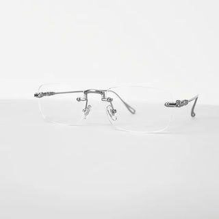 SILVER SQUARE RIMLESS CLEAR GLASSES
