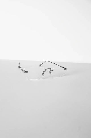 SILVER SQUARE RIMLESS CLEAR GLASSES
