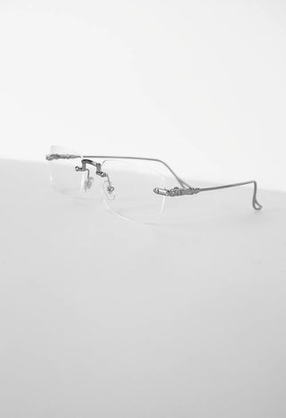 SILVER SQUARE RIMLESS CLEAR GLASSES