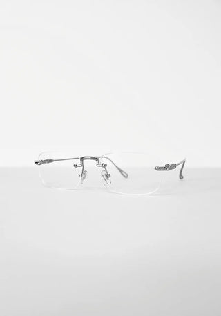 SILVER SQUARE RIMLESS CLEAR GLASSES