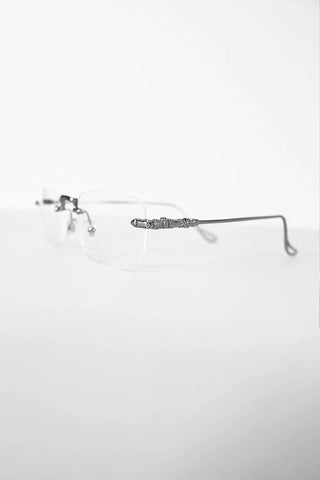 SILVER SQUARE RIMLESS CLEAR GLASSES