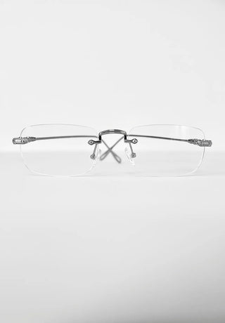 SILVER SQUARE RIMLESS CLEAR GLASSES