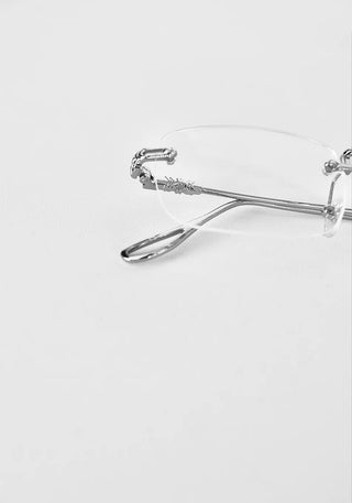SILVER SQUARE RIMLESS CLEAR GLASSES