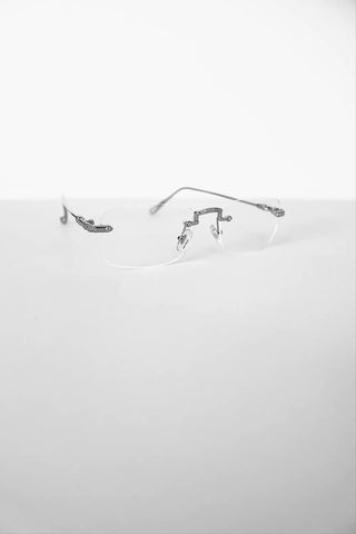 SILVER SQUARE RIMLESS CLEAR GLASSES
