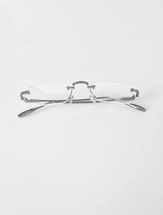 SILVER SQUARE RIMLESS CLEAR GLASSES