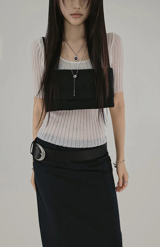 ER BUSTIER BACK EYELET LAYERED VEST