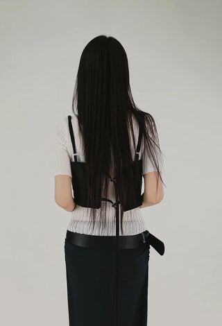 ER BUSTIER BACK EYELET LAYERED VEST