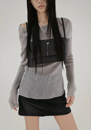 ER BUSTIER BACK EYELET LAYERED VEST