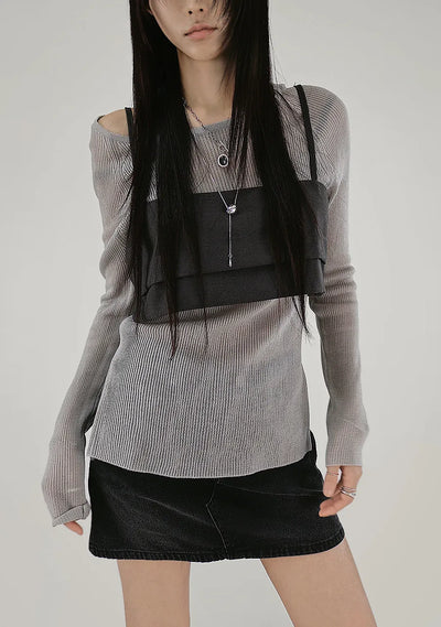 ER BUSTIER BACK EYELET LAYERED VEST