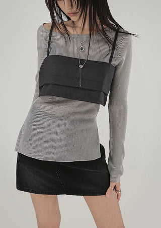 ER BUSTIER BACK EYELET LAYERED VEST