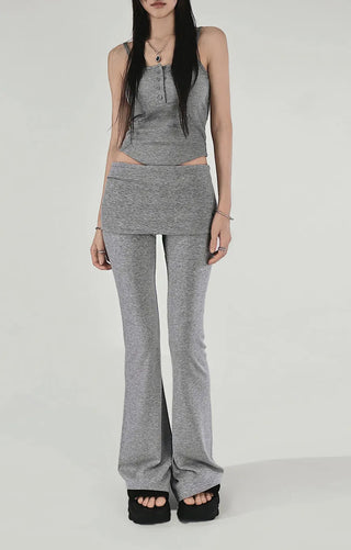 MIMI BUTTON RIBBED CAP SLEEVELESS TOP