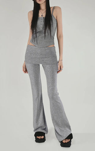 MIMI BUTTON RIBBED CAP SLEEVELESS TOP