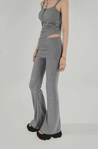 MIMI BUTTON RIBBED CAP SLEEVELESS TOP