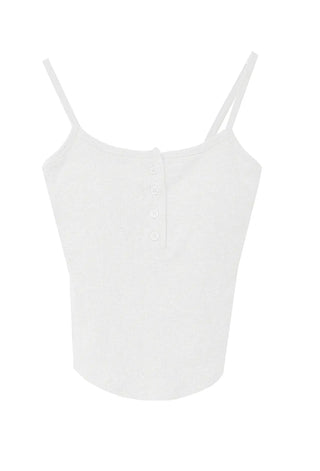 MIMI BUTTON RIBBED CAP SLEEVELESS TOP