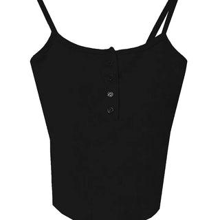 MIMI BUTTON RIBBED CAP SLEEVELESS TOP