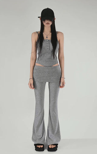 MIMI BUTTON RIBBED CAP SLEEVELESS TOP