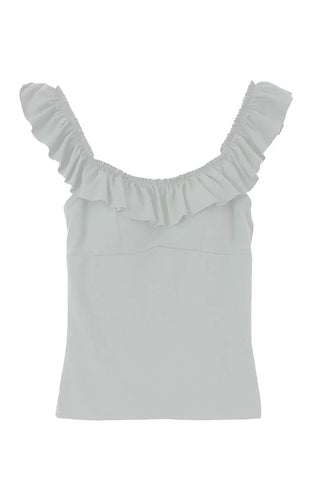 BELBY SQUARE NECK CAP FRILL SLEEVELESS TOP