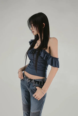 WAIST BANDING SHIRRING SLITS WIDE PANTS