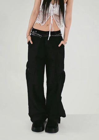 HOLT REAL POCKET DETAIL TUCK WIDE PANTS