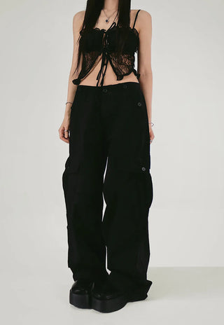 Fly Lace See-Through Open Strap Ribbon Top