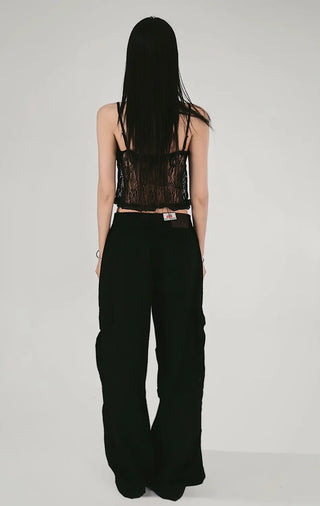 Fly Lace See-Through Open Strap Ribbon Top