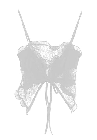 Fly Lace See-Through Open Strap Ribbon Top