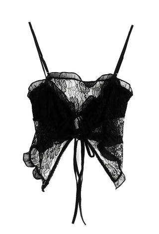 Fly Lace See-Through Open Strap Ribbon Top