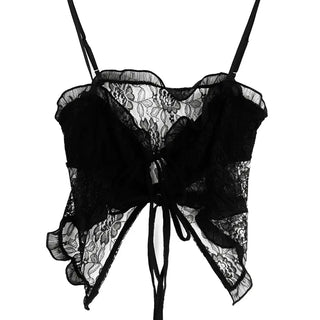 Fly Lace See-Through Open Strap Ribbon Top