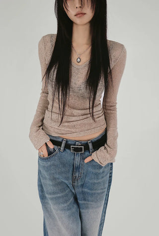 SNAP BACK BUTTON CLEAN WASHED WIDE JEANS