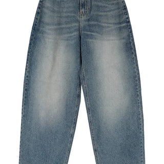 SNAP BACK BUTTON CLEAN WASHED WIDE JEANS