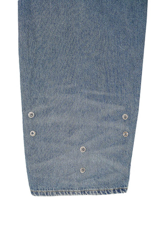 SNAP BACK BUTTON CLEAN WASHED WIDE JEANS