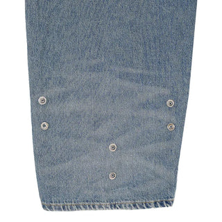 SNAP BACK BUTTON CLEAN WASHED WIDE JEANS