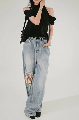 KAI LINEN LOOSE FIT UNBAL SCARF OFF-SHOULDER T