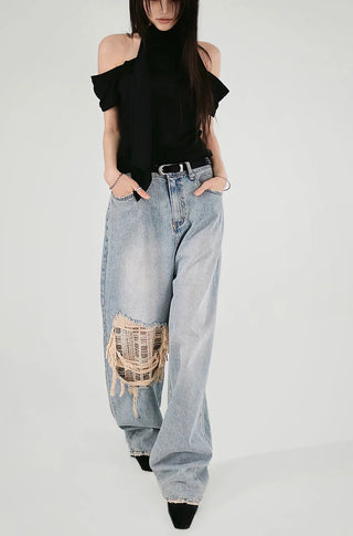 KAI LINEN LOOSE FIT UNBAL SCARF OFF-SHOULDER T