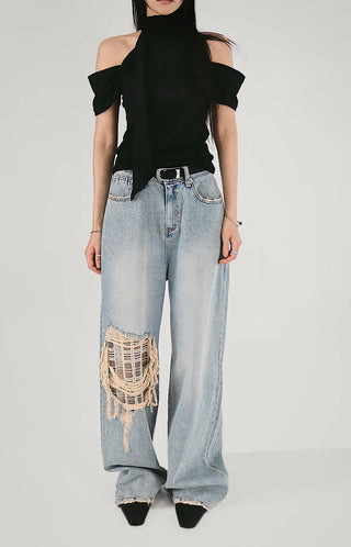 KAI LINEN LOOSE FIT UNBAL SCARF OFF-SHOULDER T