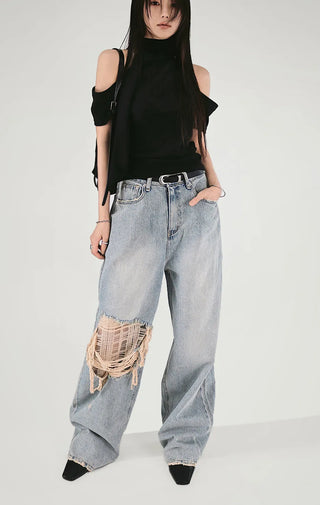 KAI LINEN LOOSE FIT UNBAL SCARF OFF-SHOULDER T