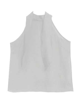 SATIN SCARF LOOSE FIT HALTER NECK SLEEVELESS BLOUSE