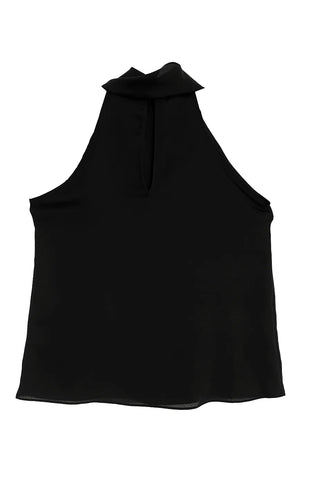 SATIN SCARF LOOSE FIT HALTER NECK SLEEVELESS BLOUSE