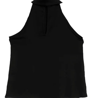SATIN SCARF LOOSE FIT HALTER NECK SLEEVELESS BLOUSE