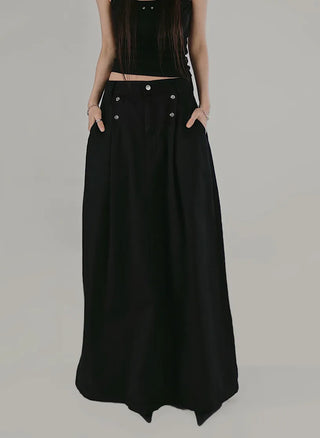 MUMU DOUBLE SNAP PINTUCK LONG SKIRT