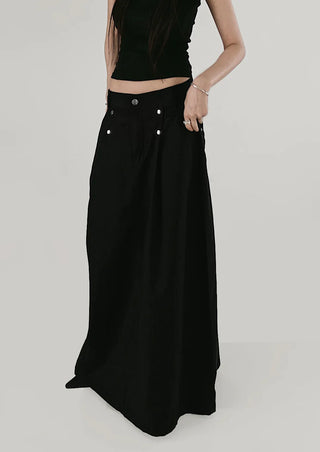 MUMU DOUBLE SNAP PINTUCK LONG SKIRT
