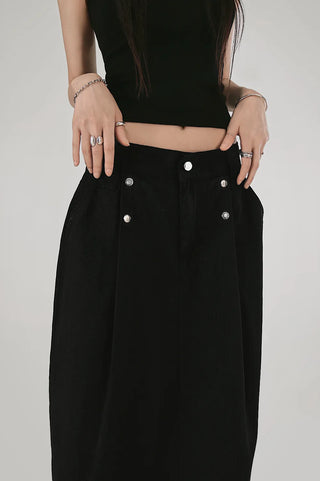 MUMU DOUBLE SNAP PINTUCK LONG SKIRT